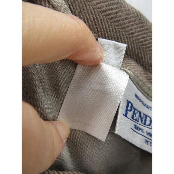 VINTAGE Pendleton Pants 12 Petites Virgin Wool Herringbone Trousers - Picture 10 of 11